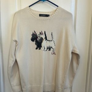 Polo by Ralph Lauren Cream Sweater with Dog Motif